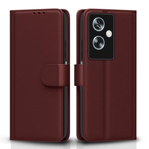 Pikkme Flip Cover for Oppo A79 5G | Leather Finish | Shockproof with Card Pockets & Wallet Stand | Ultimate Protection Case(Brown) - Image 1