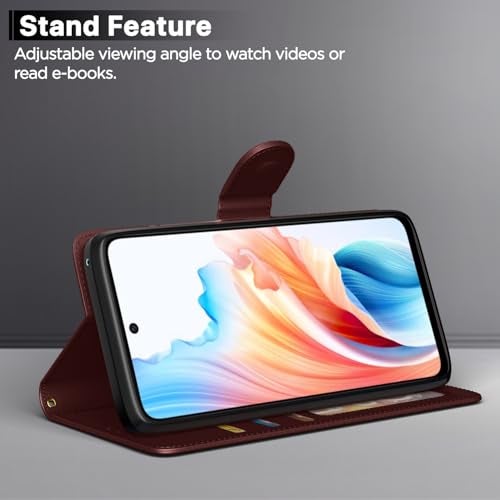 Pikkme Flip Cover for Oppo A79 5G | Leather Finish | Shockproof with Card Pockets & Wallet Stand | Ultimate Protection Case(Brown) - Image 3