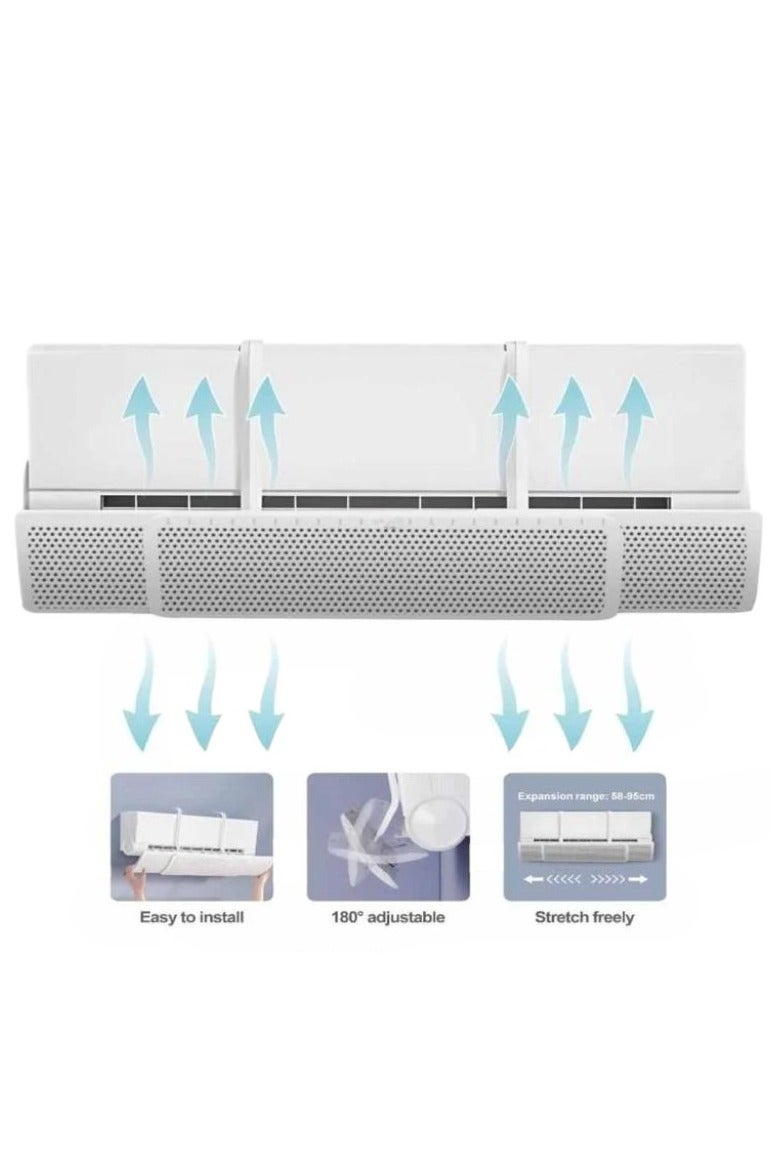 ال سي عاكس مكيف الهواء، حاجب الرياح لمكيف الهواء، عاكس تدفق مكيف الهواء المنفصل القابل للتعديل يمنع مكيف الهواء من النفخ مباشرة، مناسب للمنزل والمكتب، حاجب الرياح القابل للسحب 95 سم - Image 1