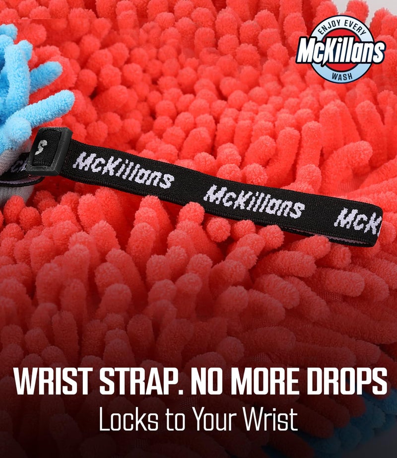 McKillansÂ® Dual-Color Car Wash Pad - Pack of 2 - Scratch Free -10"x10" - Wrist Strap - Soft Chenille Microfiber Car Wash Sponge - Car Washing Washpad- Detailing, Car Cleaning Wash Rag (Pack of 2) - Image 5