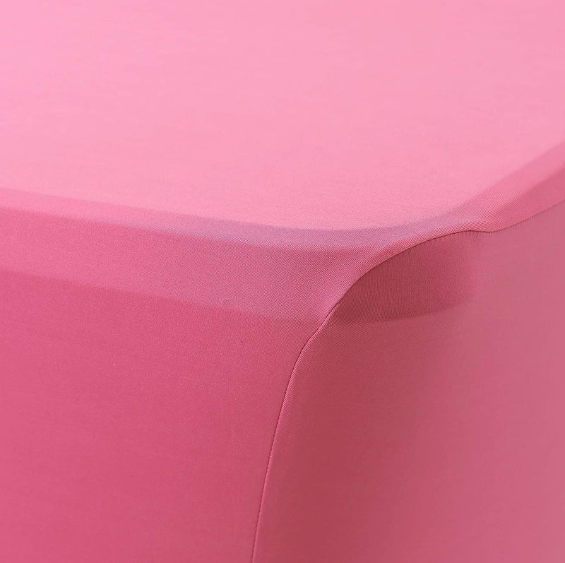Obstal Obstal Spandex Table Cover 4ft Fitted Tablecloth Rectangular - Stretch Table Cloth for Rectangle Folding Table for Birthday Party Wedding Banquet  Dark Pink  48L x 24W Inch  - Image 3