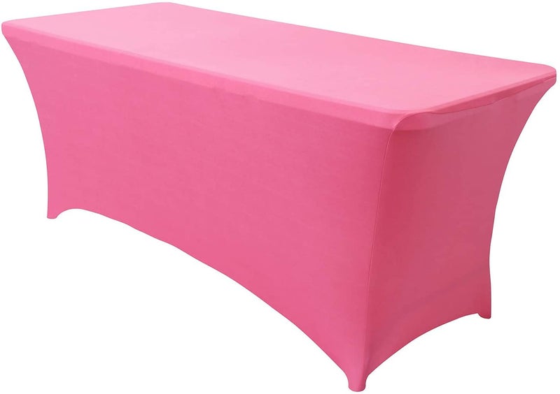 Obstal Obstal Spandex Table Cover 4ft Fitted Tablecloth Rectangular - Stretch Table Cloth for Rectangle Folding Table for Birthday Party Wedding Banquet  Dark Pink  48L x 24W Inch  - Image 1