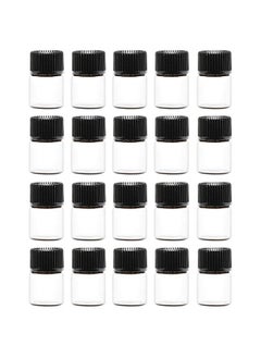 20 Pcs 1Ml Mini Glass Bottles Clear Essential Oil Vials Empty Cosmetic Sample Containers With Black Lid For Essential Oils Perfumes Aromatherapy (1 Ml)