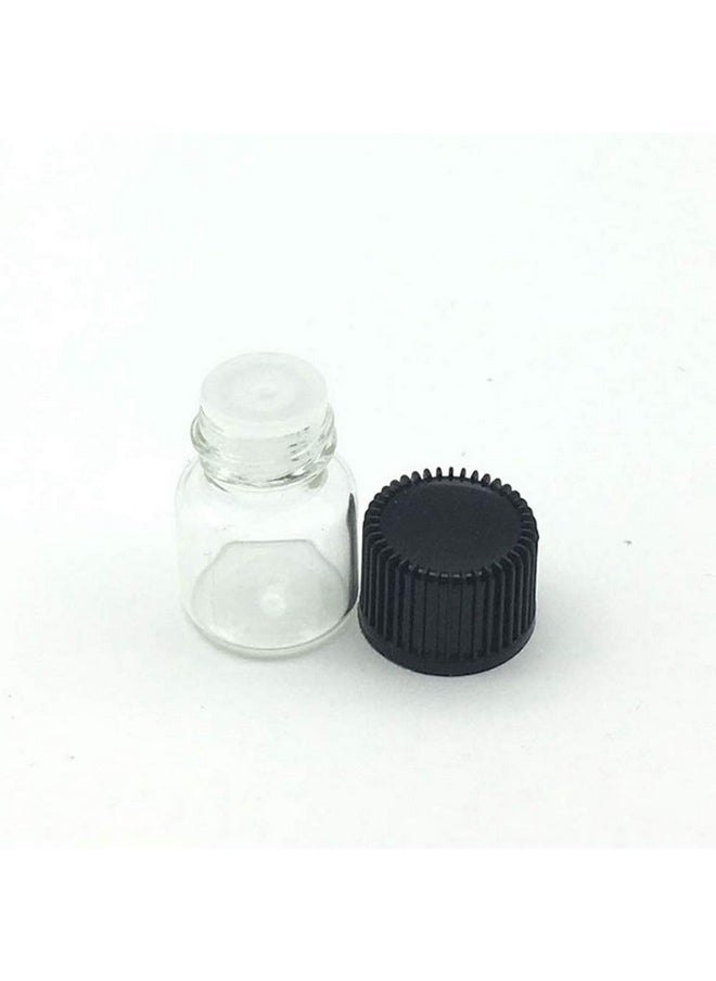 Teensery 20 Pcs 1Ml Mini Glass Bottles Clear Essential Oil Vials Empty Cosmetic Sample Containers With Black Lid For Essential Oils Perfumes Aromatherapy (1 Ml)  - Image 3