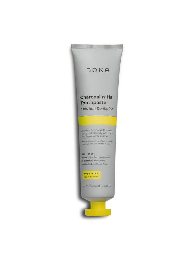 BOKA Charcoal Toothpaste - Nano Hydroxyapatite, Fluoride Free, Remineralizing, Sensitive Teeth, Whitening - Dentist Recommended For Adult, Kids - Yuzu Mint Flavor, 4Oz 1Pk - Us Manufactured