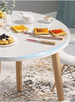 CityRiya-Long Dining Table White Kitchen Table Round Dining Table Modern Breakfast Table Desk Leisure Coffee Table for Living Room/Office/Meeting Room Kitchen Lounging Cafeterias 80cm  - Image 3