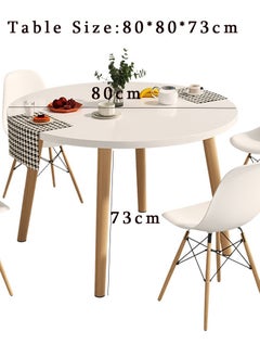 CityRiya-Long Dining Table White Kitchen Table Round Dining Table Modern Breakfast Table Desk Leisure Coffee Table for Living Room/Office/Meeting Room Kitchen Lounging Cafeterias 80cm  - Image 2