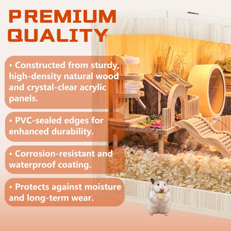 PROLEE Hamster Cage Chewproof, Large Hamster Cages and Habitats, Openable Top with Acrylic Sheets, Solid Built - Image 4
