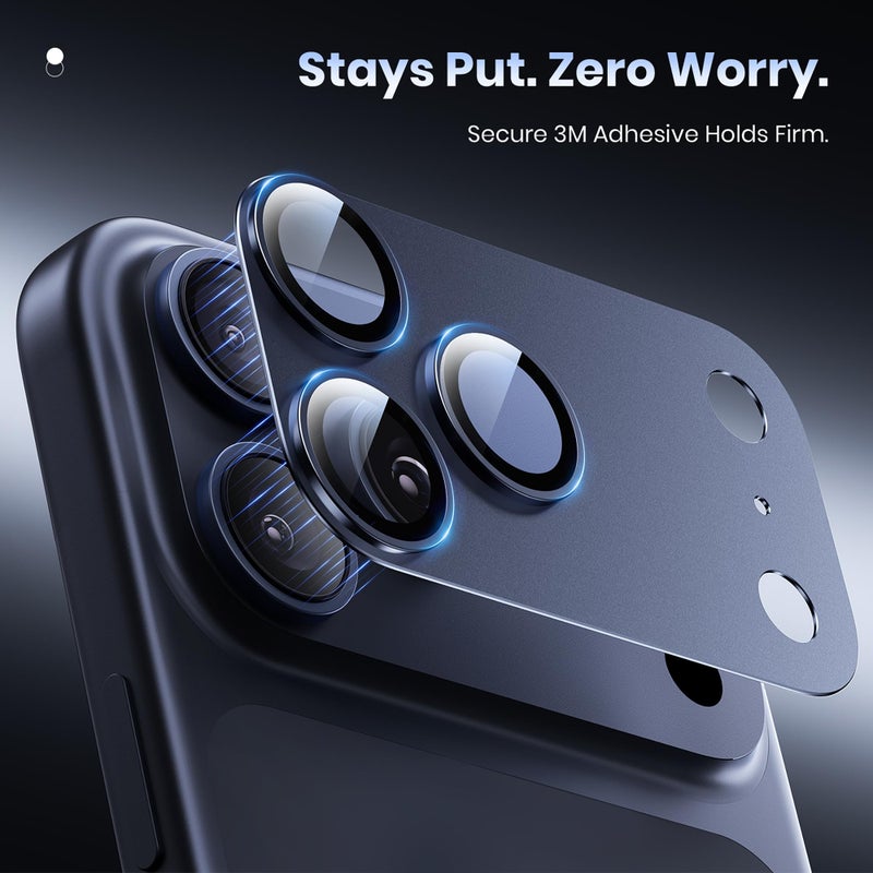 Hoerrye for iPhone 17 Pro Max Camera Lens Protector - [12FT Shatterproof Military Grade] [Strong Adsorption] 9H+ Tempered Glass Camera Screen Full Protective Cover Case Friendly,Deep Blue - Image 5