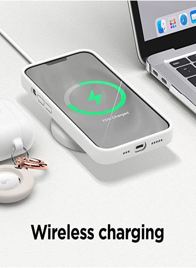 Liquid Silicone Case Protector Compatible with iPhone 14 (6.1 inch), Silky-Soft Touch Full Body Protection Shockproof Cover Case with Soft Microfiber Lining - White