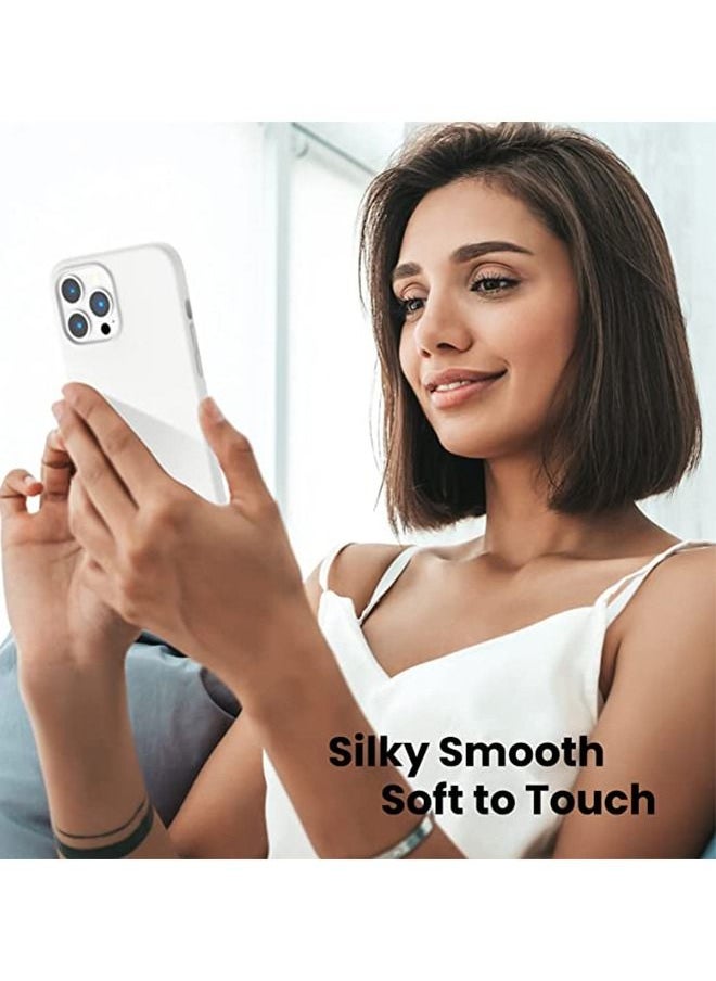 Liquid Silicone Case Protector Compatible with iPhone 14 (6.1 inch), Silky-Soft Touch Full Body Protection Shockproof Cover Case with Soft Microfiber Lining - White