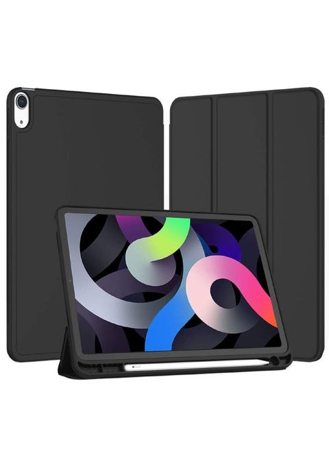 Protective Case for iPad Air 5th Generation 2022/iPad Air 4th Generation 2020 10.9 Inch with Pencil Holder, Support Touch ID and Auto Wake/Sleep, Trifold Stand Smart Case (Black)