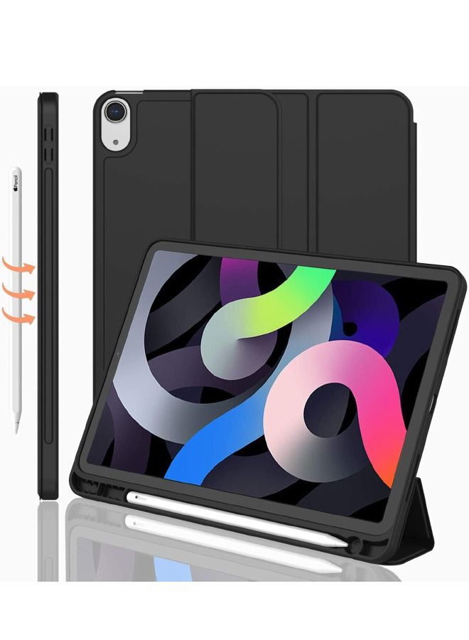 Protective Case for iPad Air 5th Generation 2022/iPad Air 4th Generation 2020 10.9 Inch with Pencil Holder, Support Touch ID and Auto Wake/Sleep, Trifold Stand Smart Case (Black)  - Image 2