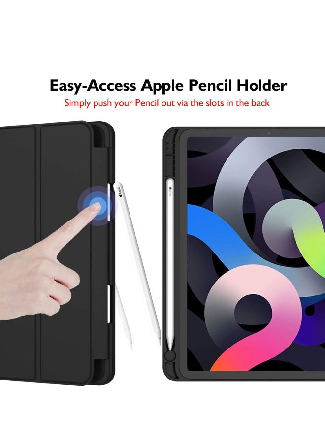 Protective Case for iPad Air 5th Generation 2022/iPad Air 4th Generation 2020 10.9 Inch with Pencil Holder, Support Touch ID and Auto Wake/Sleep, Trifold Stand Smart Case (Black)  - Image 4