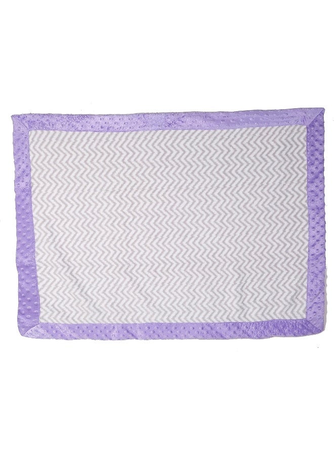 Bacati Ikat Zigzag Chevron with Border Plush Blanket, Grey/Lilac - Image 2