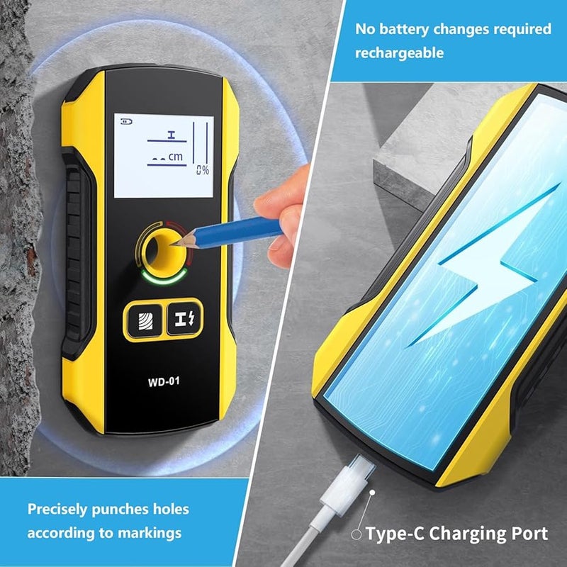 6 In 1 Wall Scanner Detects Wire Wood Deep Metal Water Pipe Floor Joists 1pcs - Image 3