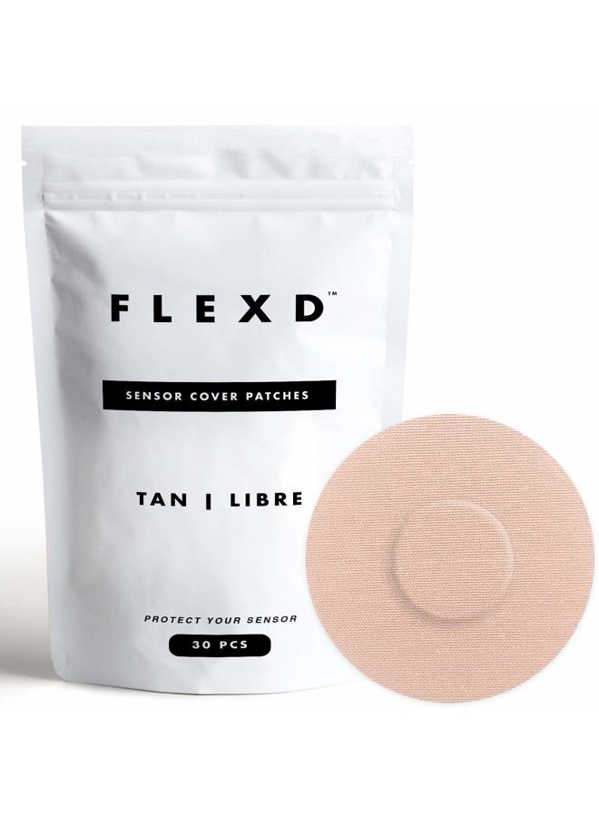 Flexd Libre 3 Sensor Covers Waterproof, Freestyle Adhesive Patches (Pack of 30) Round, Tan - Image 1
