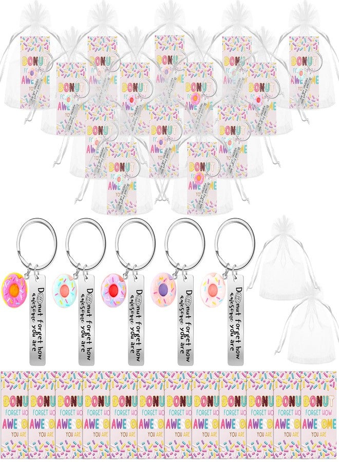 CraftyDream 20 Sets Donut Keychains Bulk Christmas Emotional Appreciation Positive Support Gift for Employee Coworker Teacher Volunteer Team - Image 1