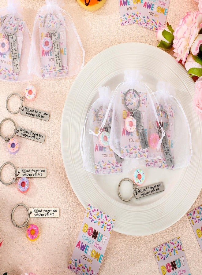 CraftyDream 20 Sets Donut Keychains Bulk Christmas Emotional Appreciation Positive Support Gift for Employee Coworker Teacher Volunteer Team - Image 5