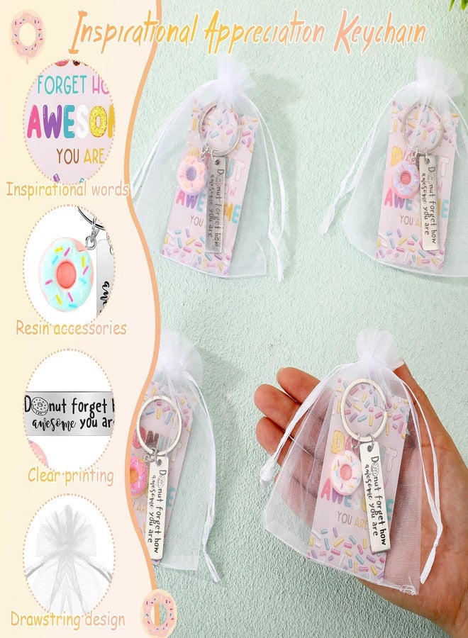 CraftyDream 20 Sets Donut Keychains Bulk Christmas Emotional Appreciation Positive Support Gift for Employee Coworker Teacher Volunteer Team - Image 3
