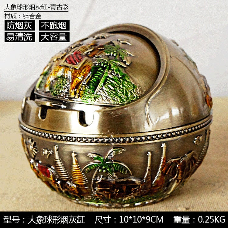 Metal Elephant Spherical Ashtray Ornaments Creative Crafts Promotion Zinc Alloy High-Grade Decoration Approval - Image 5
