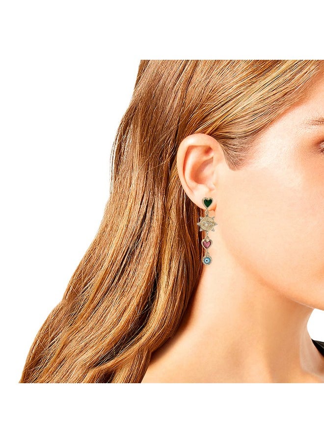 Betsey Johnson Betsey Mismatch Linear Earrings, Multi, (360524Gld966)  - Image 3