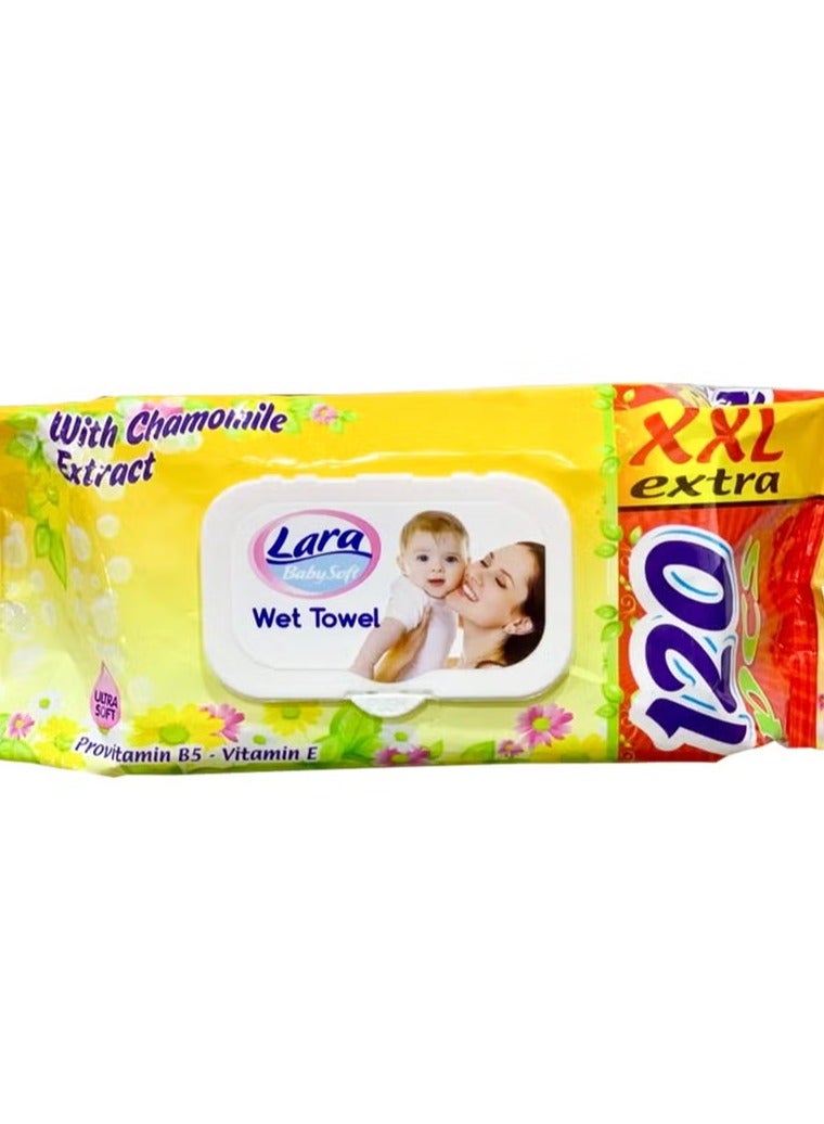 Lara Baby Soft Wet Wipes With Lemon Scent - 120 Pieces - Image 1