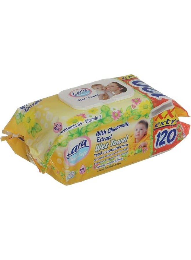 Lara Baby Soft Wet Wipes With Lemon Scent - 120 Pieces - Image 2