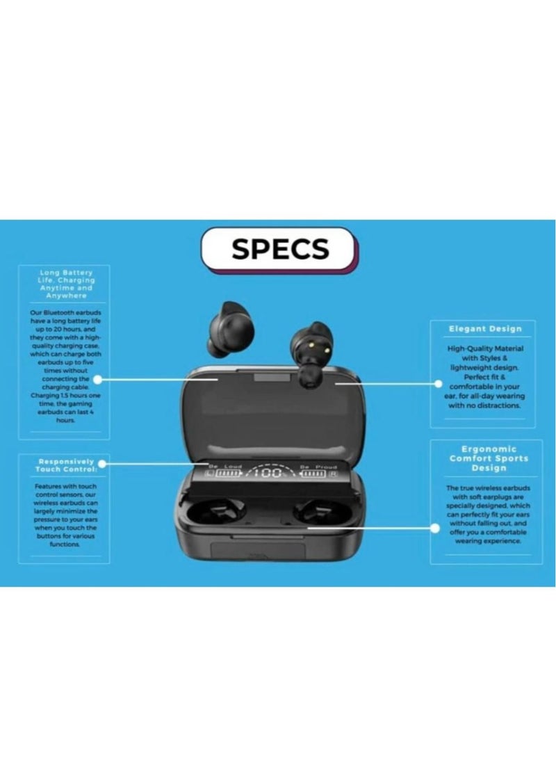 Raxoom M20 TWS Bluetooth Wireless Sports Earphones Touch Control HiFi Sound Headsets Dual LED Charge Display (Black) - Image 5
