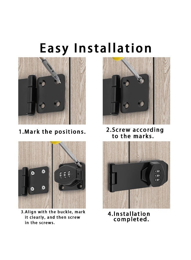 ACYYH 3-Digit Combination Lock for Refrigerator, Freezer and Cabinet, Black, Non-Drilling Installation - Image 4