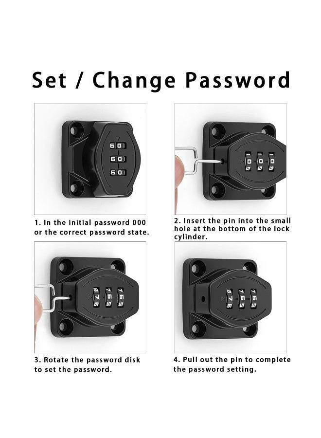 ACYYH 3-Digit Combination Lock for Refrigerator, Freezer and Cabinet, Black, Non-Drilling Installation - Image 5