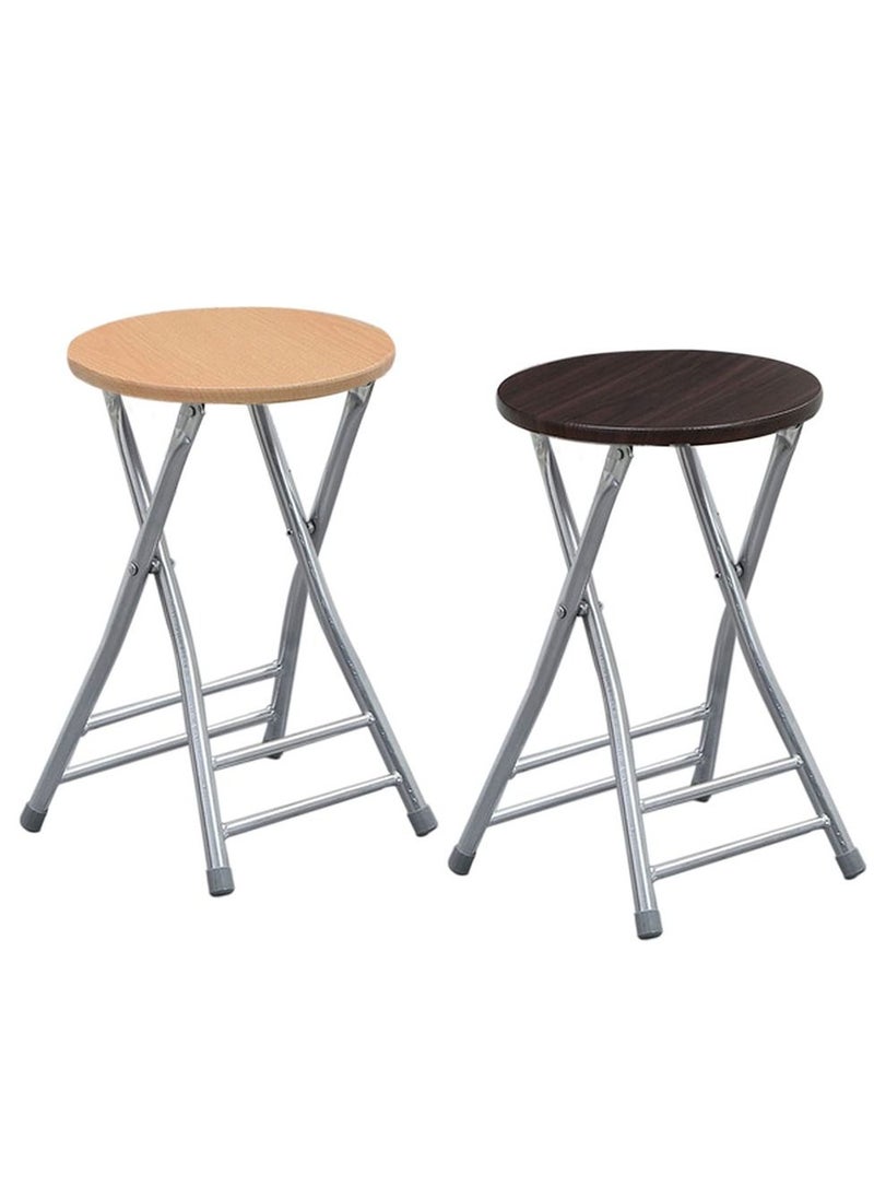 CATANES - 2 Pack For Folding Stool Round Portable Folding Stool Wood Seat Multicolour - Image 1