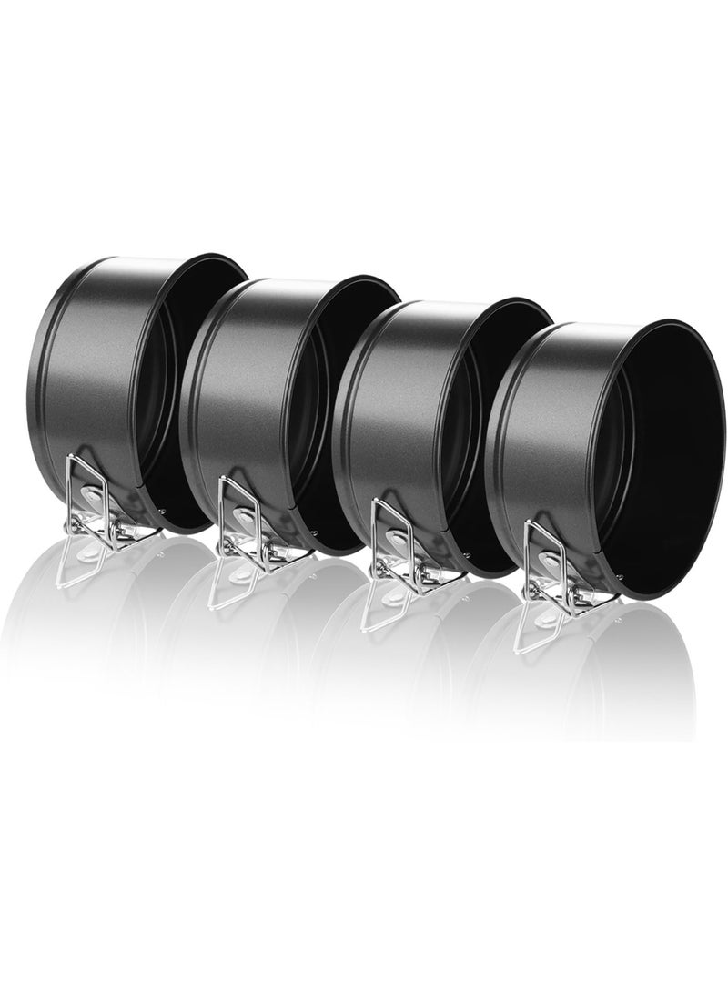 طقم قوالب كعك صغيرة بحجم 4 إنش - 4 قطع من قوالب كعك غير لاصقة لصنع كعك الجبن الصغيرة، البيتزا والكيش - Image 3