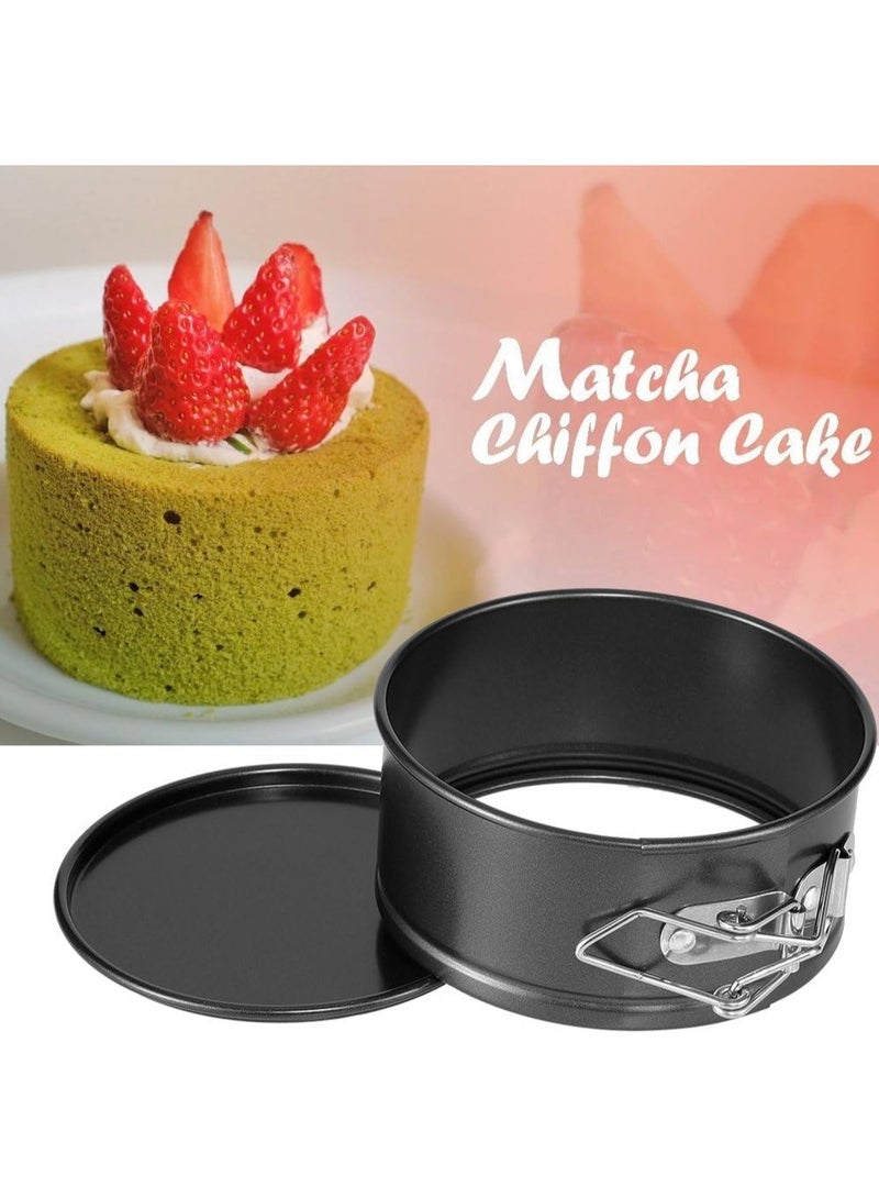 طقم قوالب كعك صغيرة بحجم 4 إنش - 4 قطع من قوالب كعك غير لاصقة لصنع كعك الجبن الصغيرة، البيتزا والكيش - Image 5