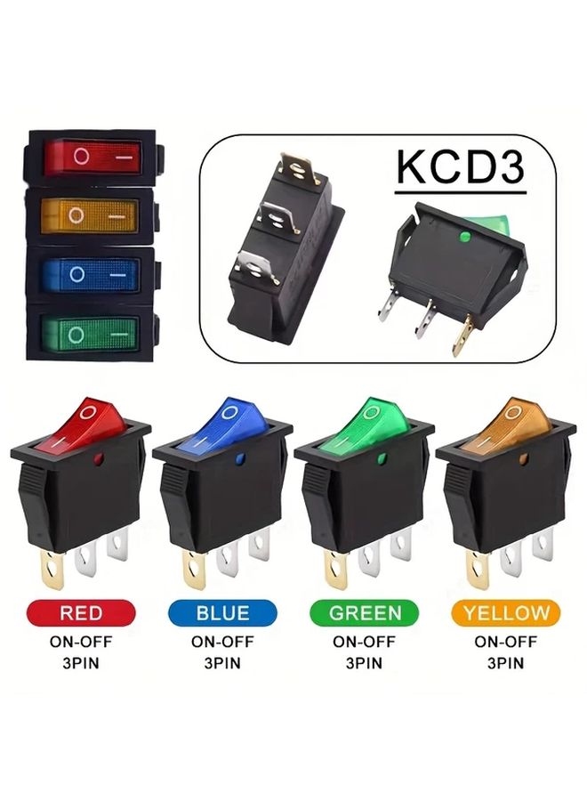 Green Rocker Switch LED 3 Pin 2 Position On Off SPST Power Toggle Switch For Electrical Equipment Marine Automotive Industrial Control - Image 1
