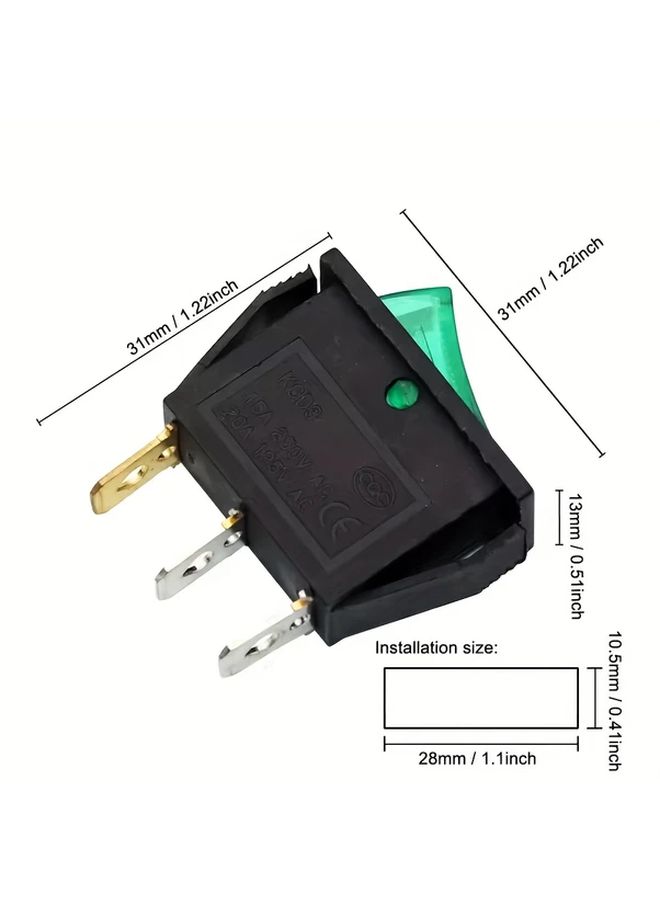 Green Rocker Switch LED 3 Pin 2 Position On Off SPST Power Toggle Switch For Electrical Equipment Marine Automotive Industrial Control - Image 3