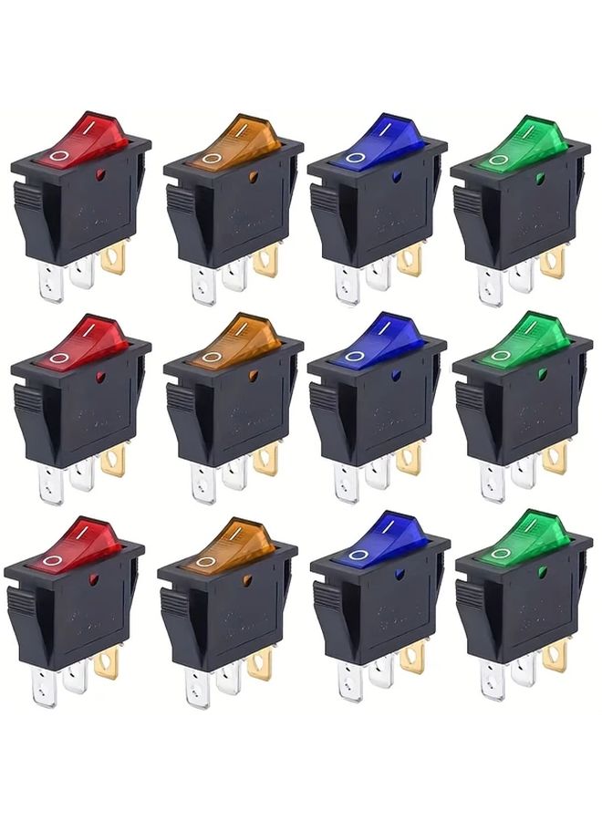 Green Rocker Switch LED 3 Pin 2 Position On Off SPST Power Toggle Switch For Electrical Equipment Marine Automotive Industrial Control - Image 2