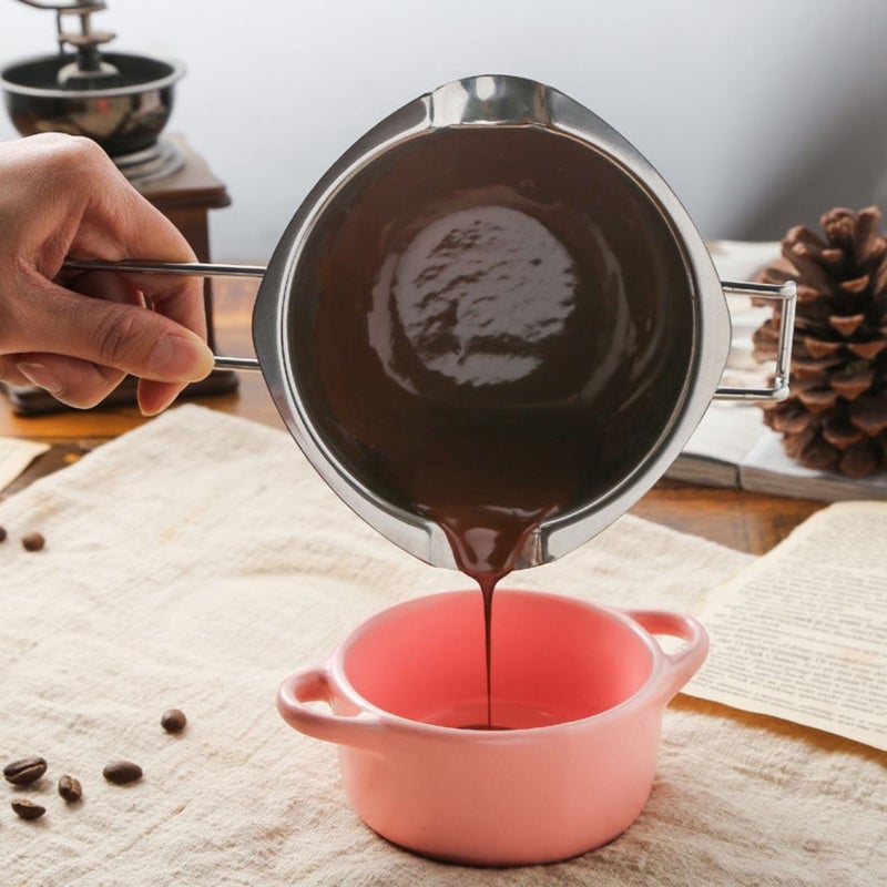 Silver Melting Bowl Set for Chocolate Fondue Baking Tools Heat Resistant Melting Pot - Image 1