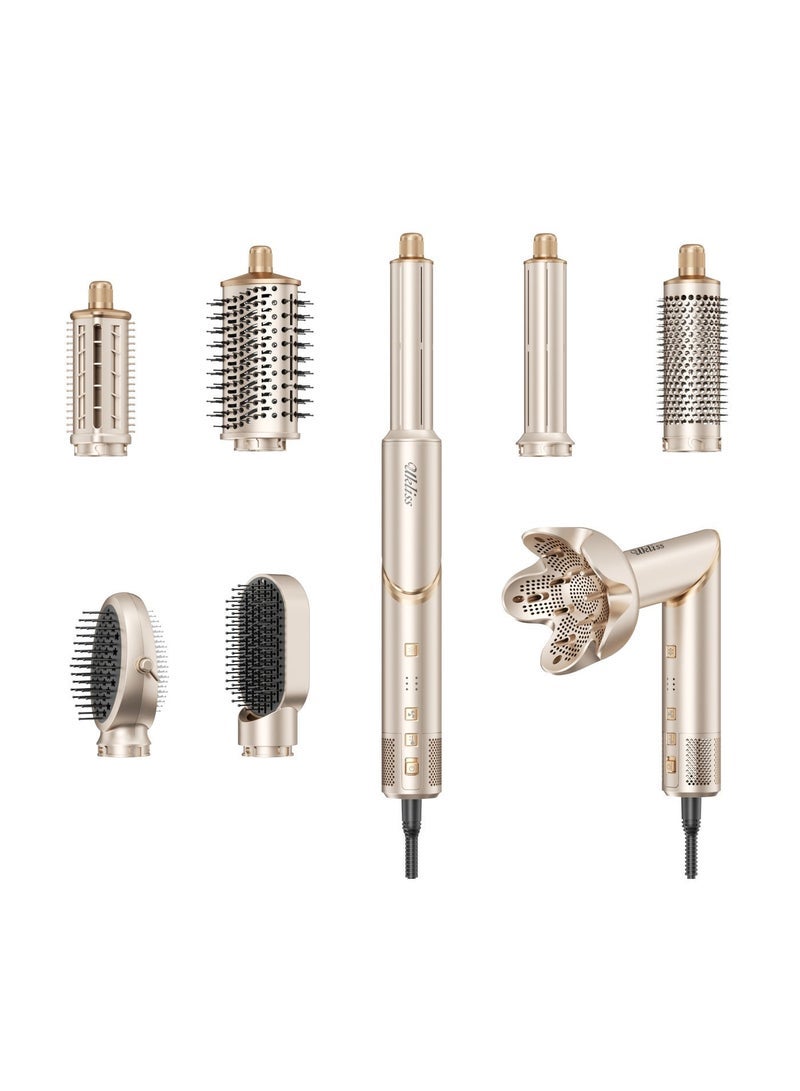 UKLISS Salon-Quality 8 in 1 Multi Hair Styler & Hair Blow Dryer Brush Set, 1400W Foldable Ionic Hair Dryer, Professional Hot Air Styling for Frizz-Free Drying, Curling, Volumizing & Straightening - Image 2