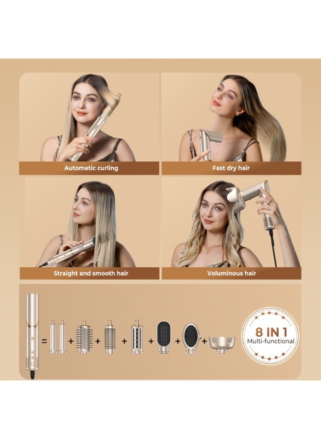 UKLISS Salon-Quality 8 in 1 Multi Hair Styler & Hair Blow Dryer Brush Set, 1400W Foldable Ionic Hair Dryer, Professional Hot Air Styling for Frizz-Free Drying, Curling, Volumizing & Straightening - Image 4