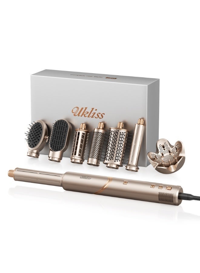 UKLISS Salon-Quality 8 in 1 Multi Hair Styler & Hair Blow Dryer Brush Set, 1400W Foldable Ionic Hair Dryer, Professional Hot Air Styling for Frizz-Free Drying, Curling, Volumizing & Straightening - Image 1