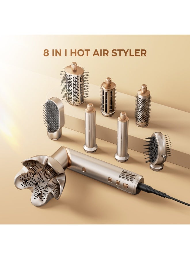 UKLISS Salon-Quality 8 in 1 Multi Hair Styler & Hair Blow Dryer Brush Set, 1400W Foldable Ionic Hair Dryer, Professional Hot Air Styling for Frizz-Free Drying, Curling, Volumizing & Straightening - Image 3