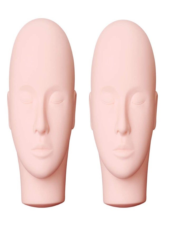 Reliefto Training 2 Pack Mannequin Flat Head Practice Make Up Eye Lashes Eyelash Extensions, Practice Training Head Manikin Cosmetology - Image 1