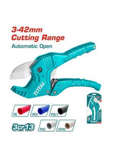 TOTAL TOTAL PVC Pipe Cutter 3-42mm, Heavy Duty Aluminum, 193mm Length, Durable Pipe Cutter for PVC, PEX, and Plastic Pipes  - Image 1