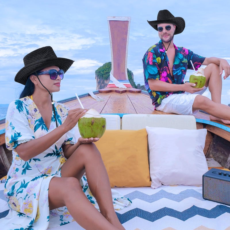 JaGely 15 Pcs Straw Cowboy Hats Wide Brim Summer Hat Women Men Country Accessories for Western Themed Party Concerts Birthday (Black) - Image 5