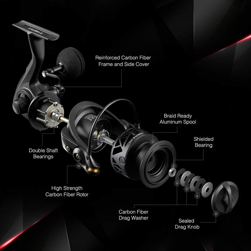 Piscifun Carbon X Spinning Reels, Light to 8.1oz, 6.2:1 High Speed Gear Ratio, Carbon Frame and Rotor, 10+1 Shielded BB, Smooth Powerful Freshwater and Saltwater Spinning Fishing Reel, 3000 Series - Image 5