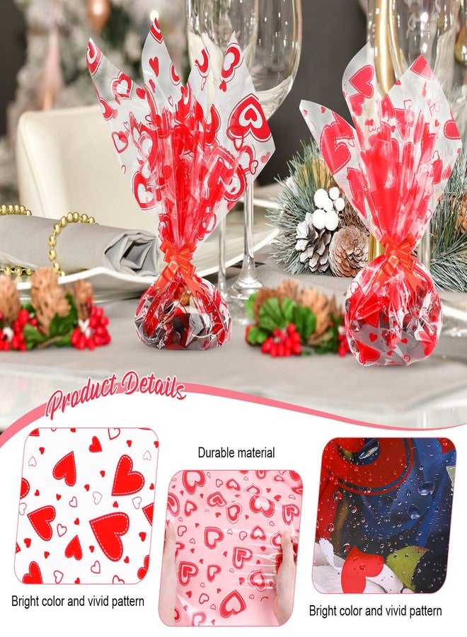 FOPINOA 3 Roll Valentine's Day Cellophane Wrap Set, 32 in x 100 ft Valentines Cellophane Wrap Clear Cellophane Wrap Roll Treat Gift Basket Red Wrapping Cellophane Paper for Valentine's Day Party - Image 4