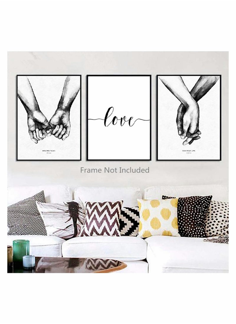 SYOSI - Pinky Promise, Holding Hands Minimalist Abstract Line Drawing Art, Black and White Wall Art For Bedroom and Home Decor, Modern Boho Art Print Poster 8x10 Unframed Set of 4 Prints - Image 1