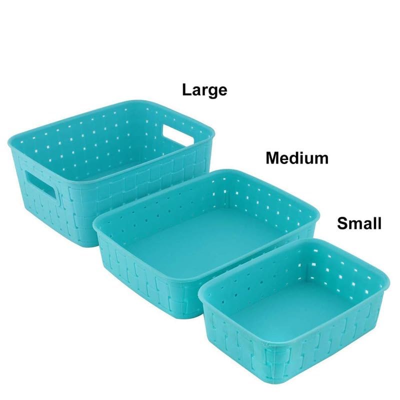 Riddhin Multipurpose Plastic Basket Smart Shelf 3 PCS Set Storage Basket for Fruits Vegetables Magazines Cosmetics - Image 2