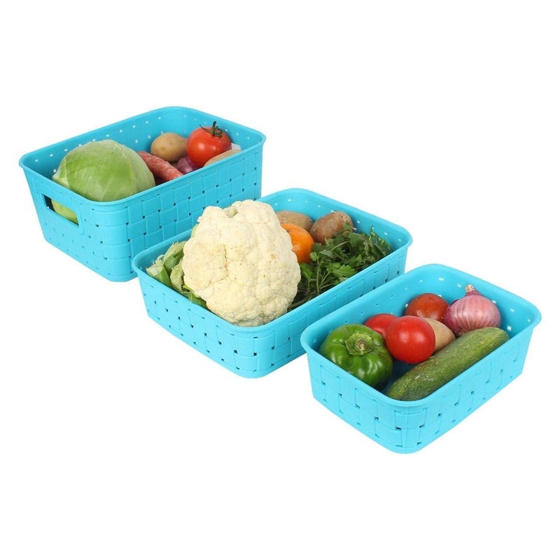 Riddhin Multipurpose Plastic Basket Smart Shelf 3 PCS Set Storage Basket for Fruits Vegetables Magazines Cosmetics - Image 5
